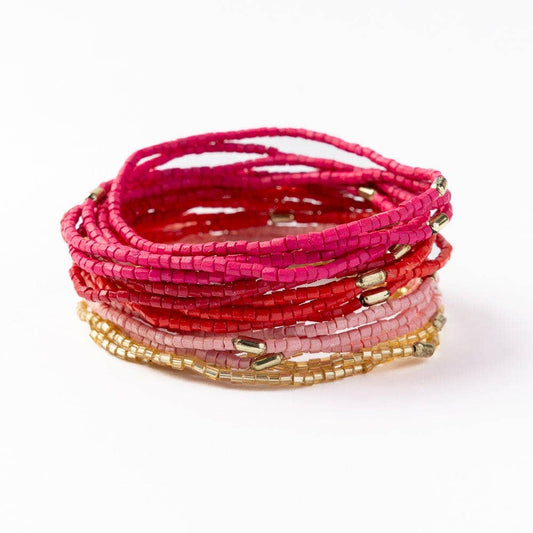 Pink 18 Strand Luxe Beaded Bracelet Set - Purpose + Passion Boutique