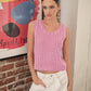 Pink Ava Washed Sleeveless Sweater - Purpose + Passion Boutique
