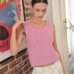Pink Ava Washed Sleeveless Sweater - Purpose + Passion Boutique