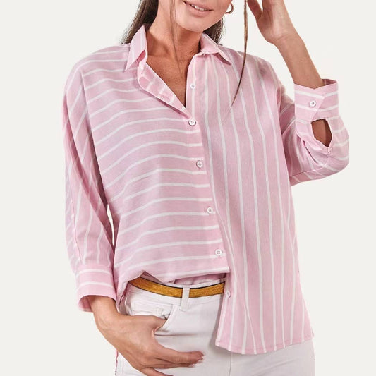 Pink Chic Striped Pattern Button Down Top - Purpose + Passion Boutique