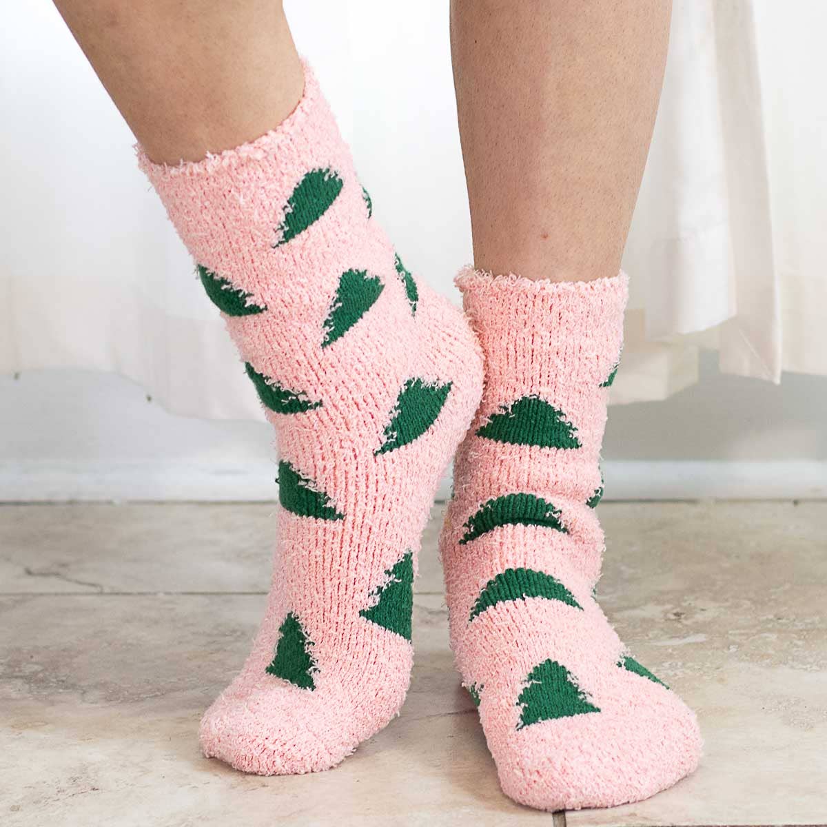 Pink Christmas Tree Snuggle Socks - Purpose + Passion Boutique