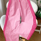 Pink Laced Side Contrast Striped Wide Leg Track Pants - Purpose + Passion Boutique