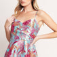 Pink & Light Blue Floral Spaghetti Strap Midi Dress - Purpose + Passion Boutique