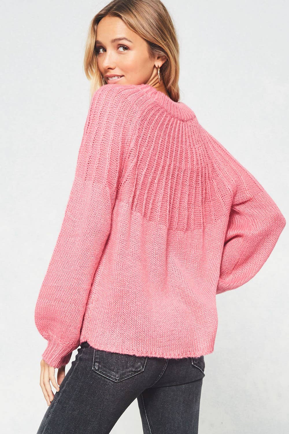 Pink Long Sleeve Knit Sweater - Purpose + Passion Boutique