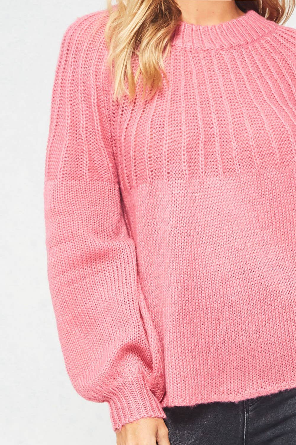 Pink Long Sleeve Knit Sweater - Purpose + Passion Boutique