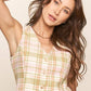 Pink Magnolia Plaid Pattern Button Up Vest - Purpose + Passion Boutique