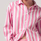 Pink Oversized Stripe Collared Shirt - Purpose + Passion Boutique