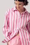 Pink Oversized Stripe Collared Shirt - Purpose + Passion Boutique