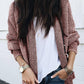 Pink Plaid Contrast Trim Open Front Cardigan - Purpose + Passion Boutique