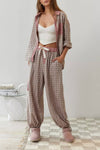 Pink plaid patchwork loose pajama set - Purpose + Passion Boutique