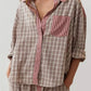 Pink plaid patchwork loose pajama set - Purpose + Passion Boutique
