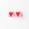 Pink, Red Heart Rectangle Post Beaded Earrings - Purpose + Passion Boutique