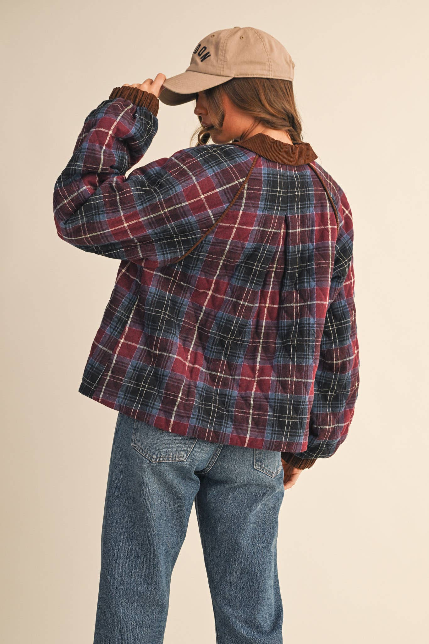 Plaid Quilted Corduroy Jacket - Purpose + Passion Boutique