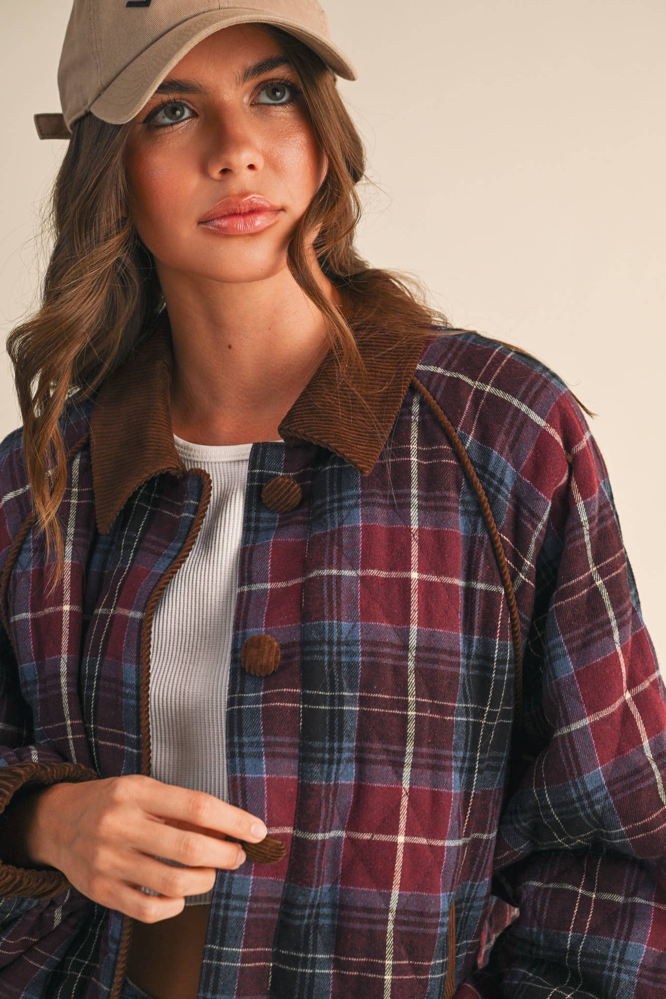 Plaid Quilted Corduroy Jacket - Purpose + Passion Boutique