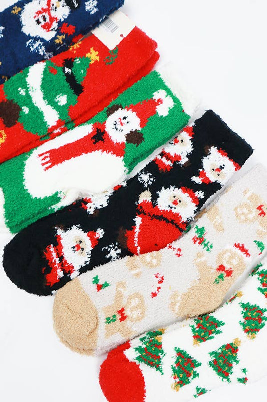 Plush Cozy Christmas Theme Socks - Purpose + Passion Boutique
