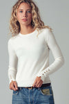 Polished Button Cuff Slim Knit Top - Purpose + Passion Boutique