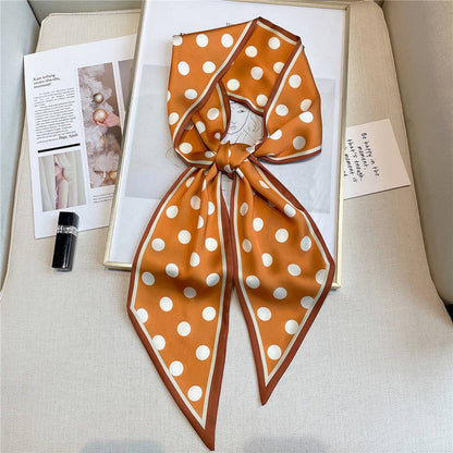 Polka Dot Geometric Silk Long Head Scarf - Purpose + Passion Boutique