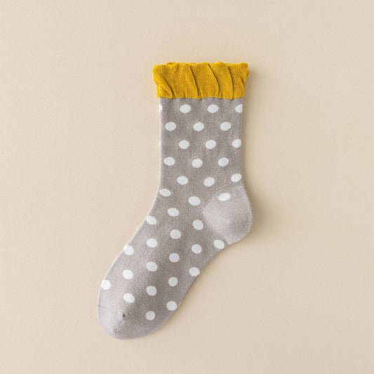 Polka Dot Lace Sweet Bubble Socks - Light Grey - Purpose + Passion Boutique