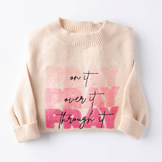 Pray on It Cozy Embellished Sweater - Purpose + Passion Boutique