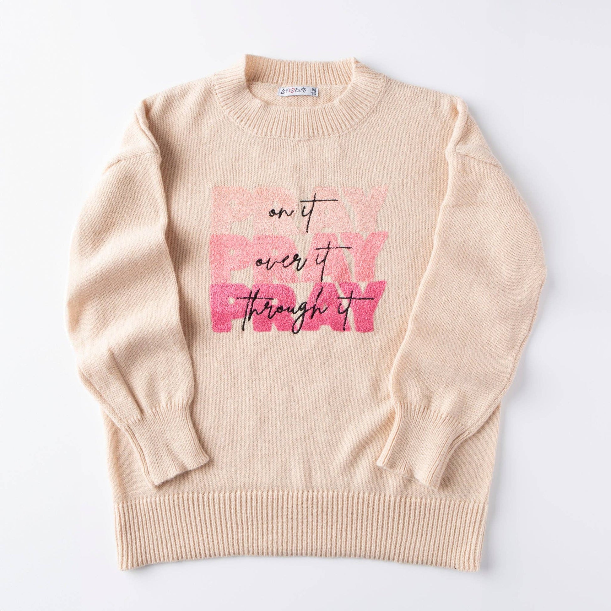 Pray on It Cozy Embellished Sweater - Purpose + Passion Boutique