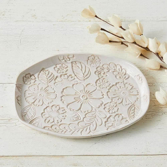 Pressed Blossom Ceramic Platter - Purpose + Passion Boutique