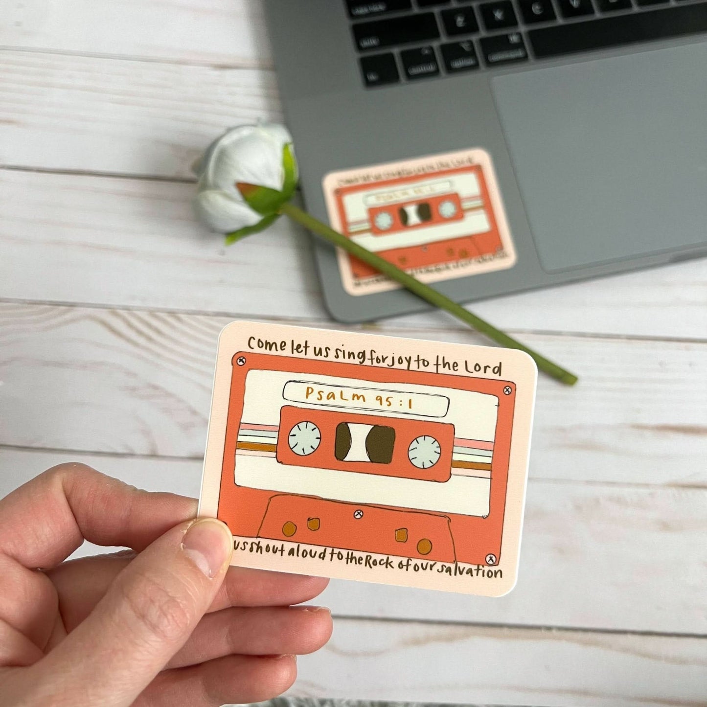 Psalm 95:1 Sticker | Old school cassette decal - Purpose + Passion Boutique