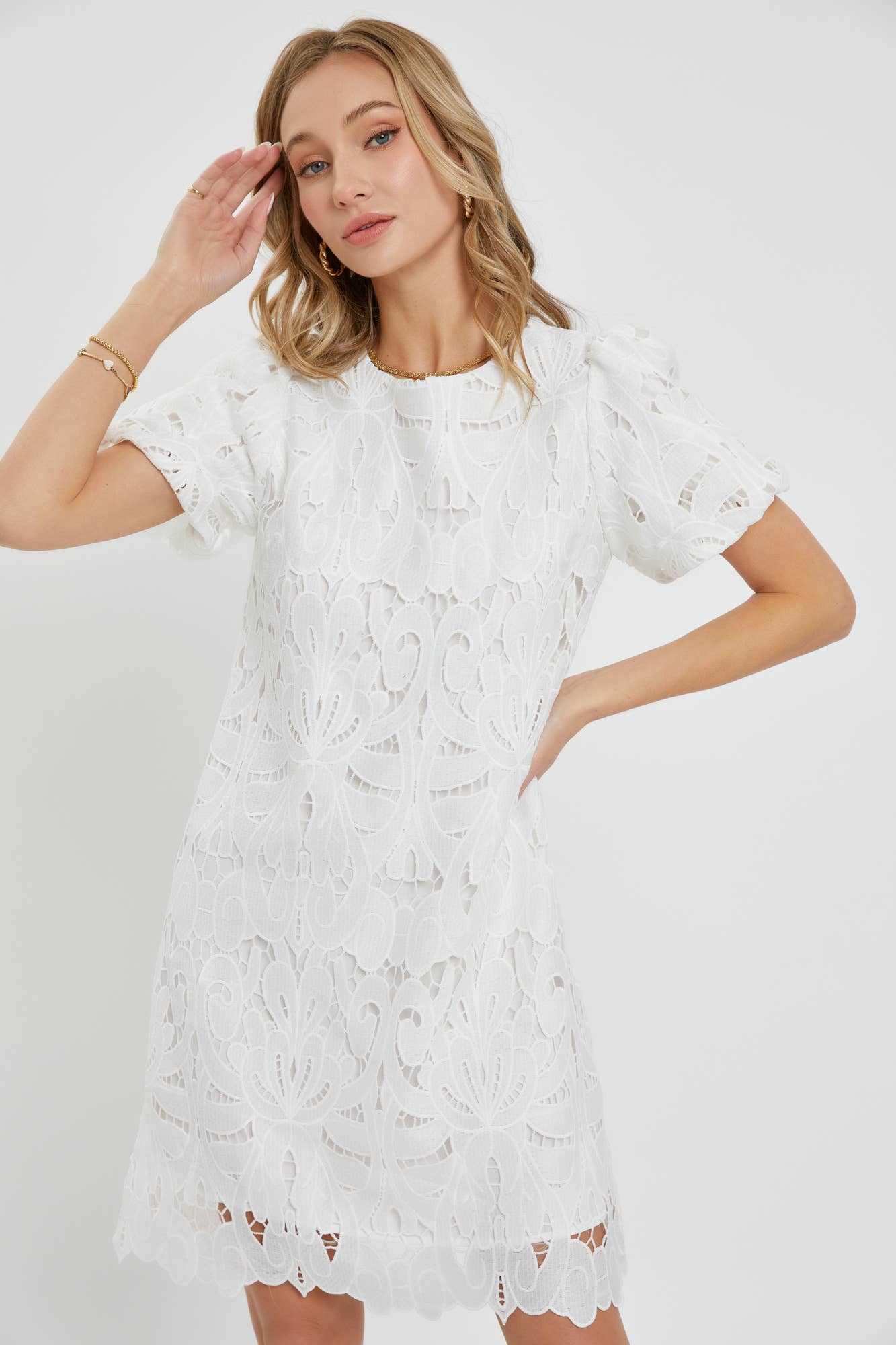 Puff Sleeve Mini Lace Dress - Purpose + Passion Boutique