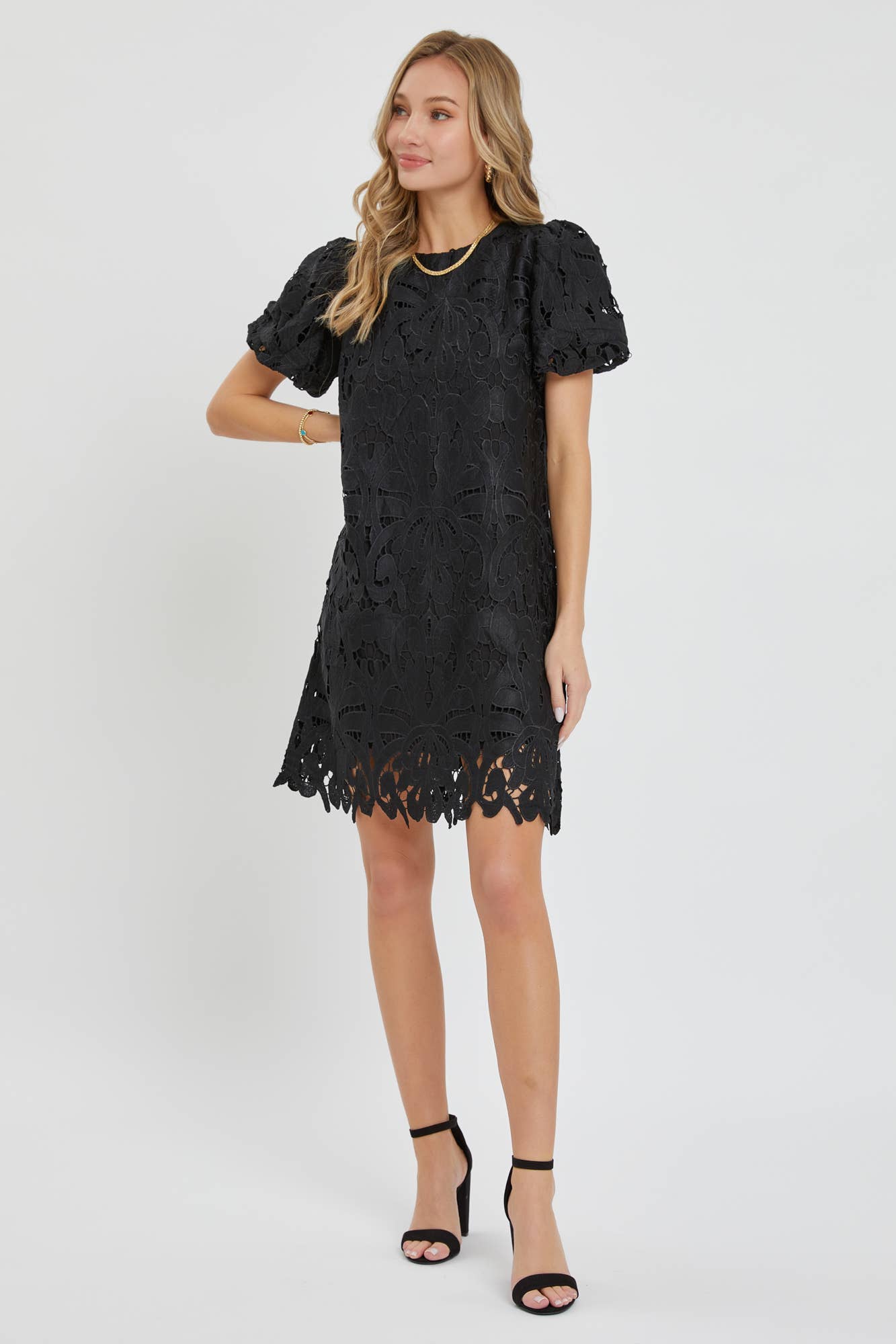 Puff Sleeve Mini Lace Dress - Purpose + Passion Boutique