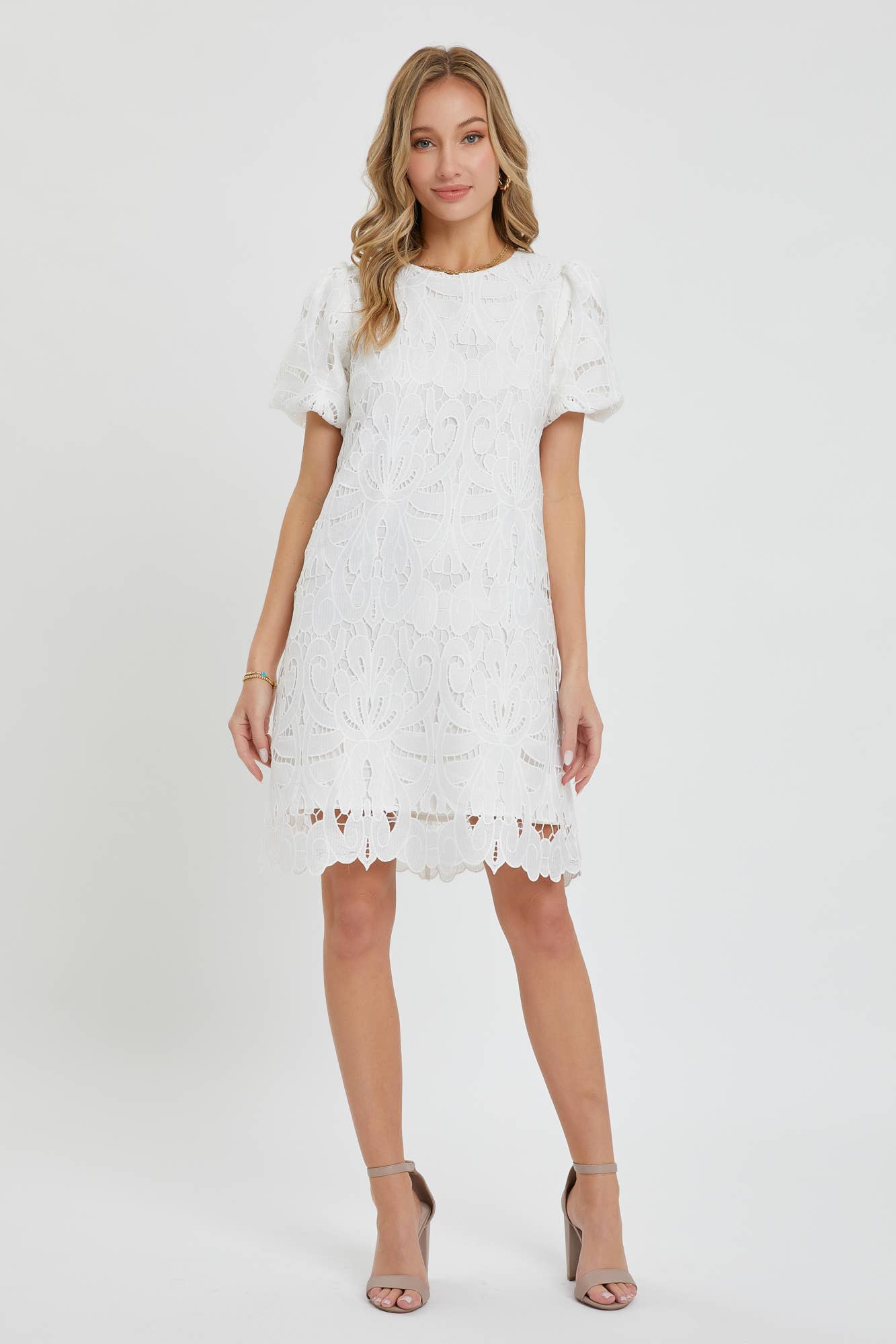 Puff Sleeve Mini Lace Dress - Purpose + Passion Boutique
