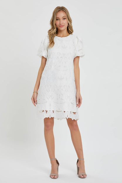 Puff Sleeve Mini Lace Dress - Purpose + Passion Boutique