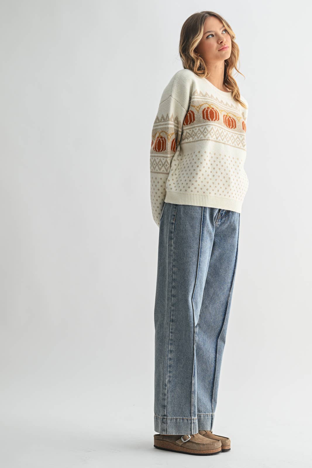 Pumpkin Jacquard Sweater - Purpose + Passion Boutique