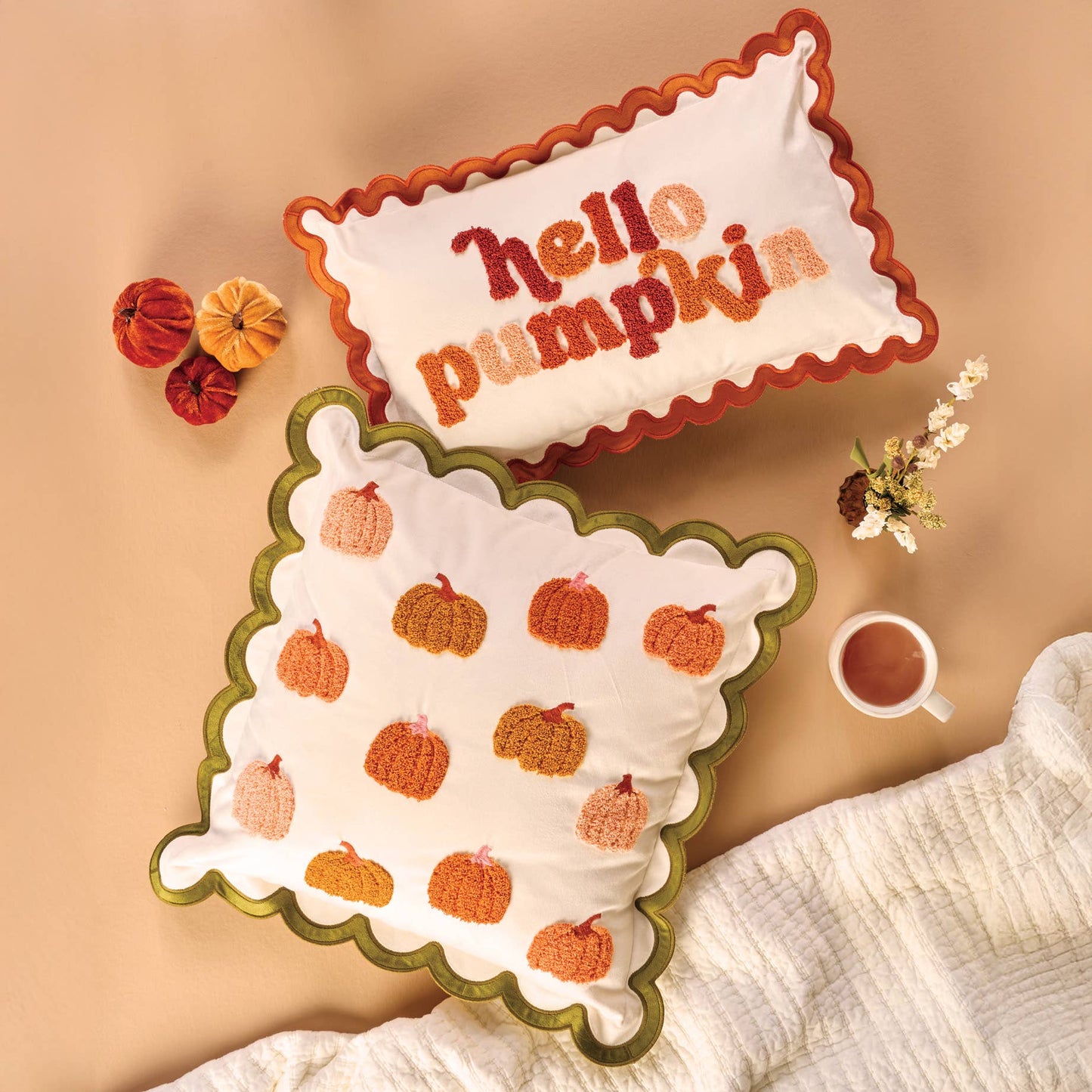 Pumpkin Patch Scalloped Square Throw Pillow - Purpose + Passion Boutique