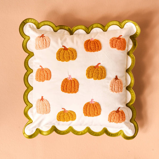 Pumpkin Patch Scalloped Square Throw Pillow - Purpose + Passion Boutique