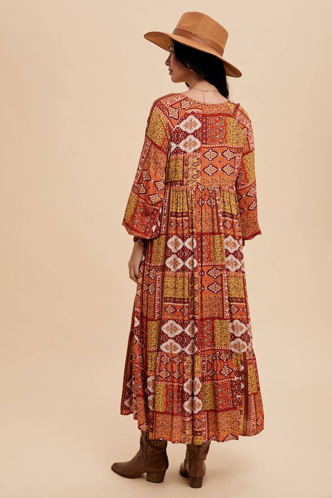 Pumpkin Spice Patchwork Maxi Dress - Purpose + Passion Boutique