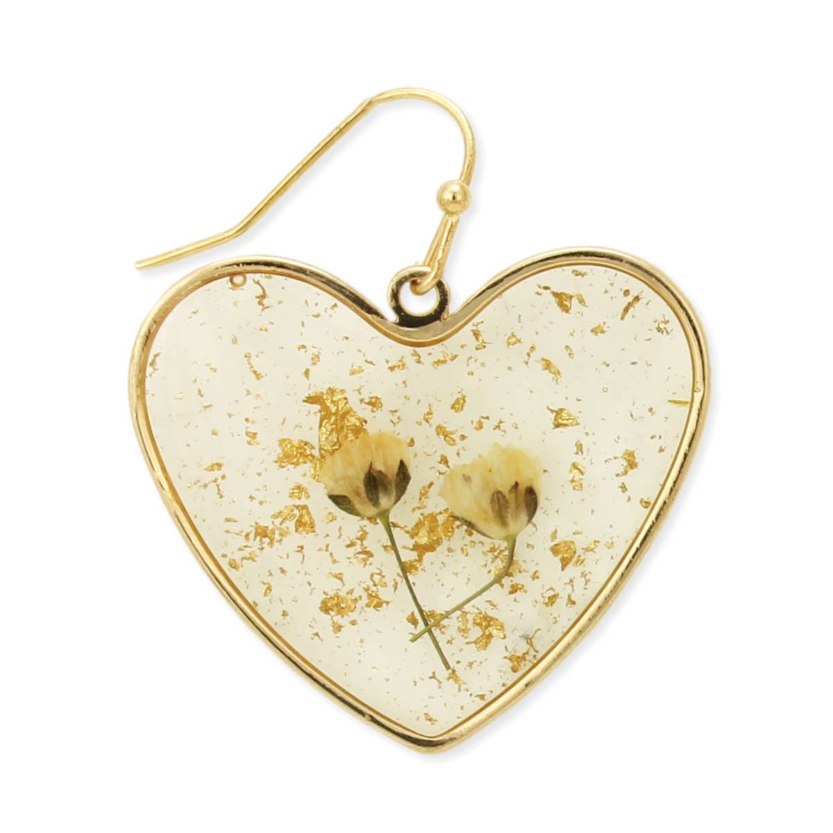 Queen Anne's Lace Dried Flower Heart Earrings - Purpose + Passion Boutique