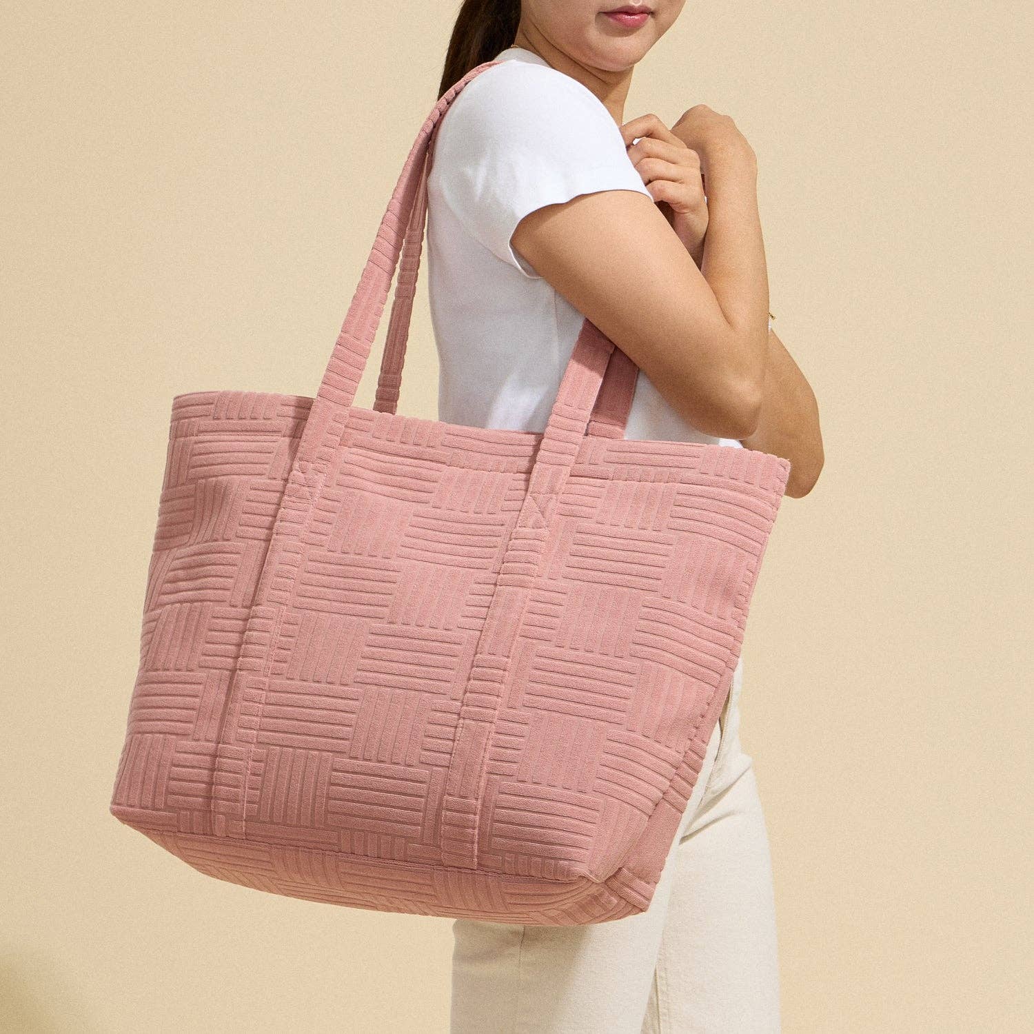 Quilted Tote Bag with Woven Texture - Purpose + Passion Boutique