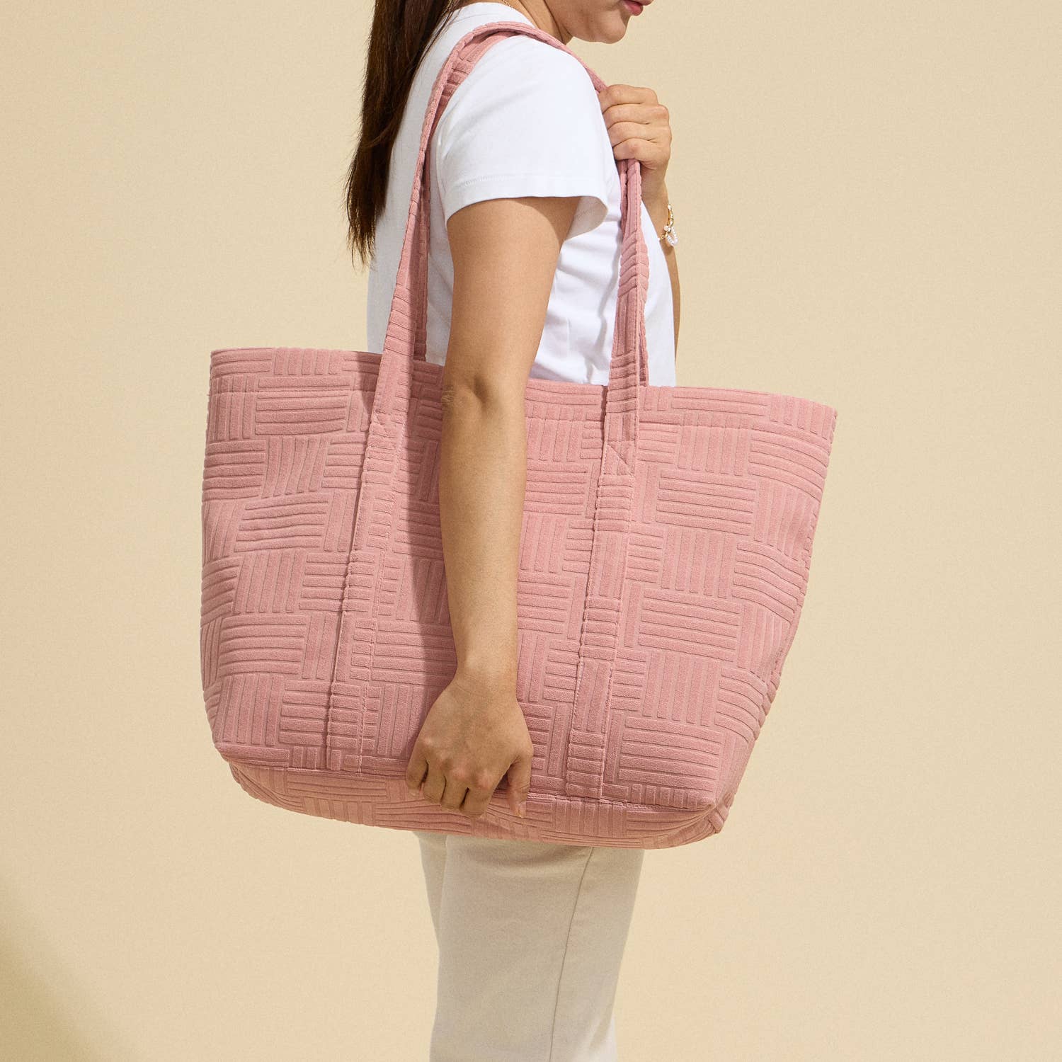 Quilted Tote Bag with Woven Texture - Purpose + Passion Boutique
