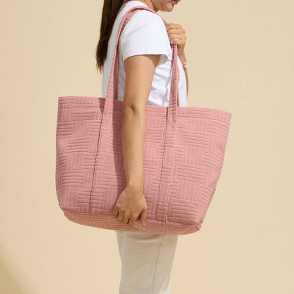Quilted Tote Bag with Woven Texture - Purpose + Passion Boutique