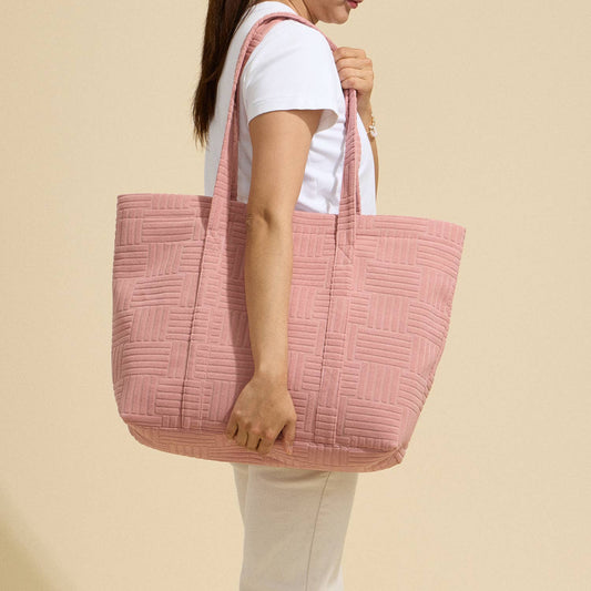 Quilted Tote Bag with Woven Texture - Purpose + Passion Boutique