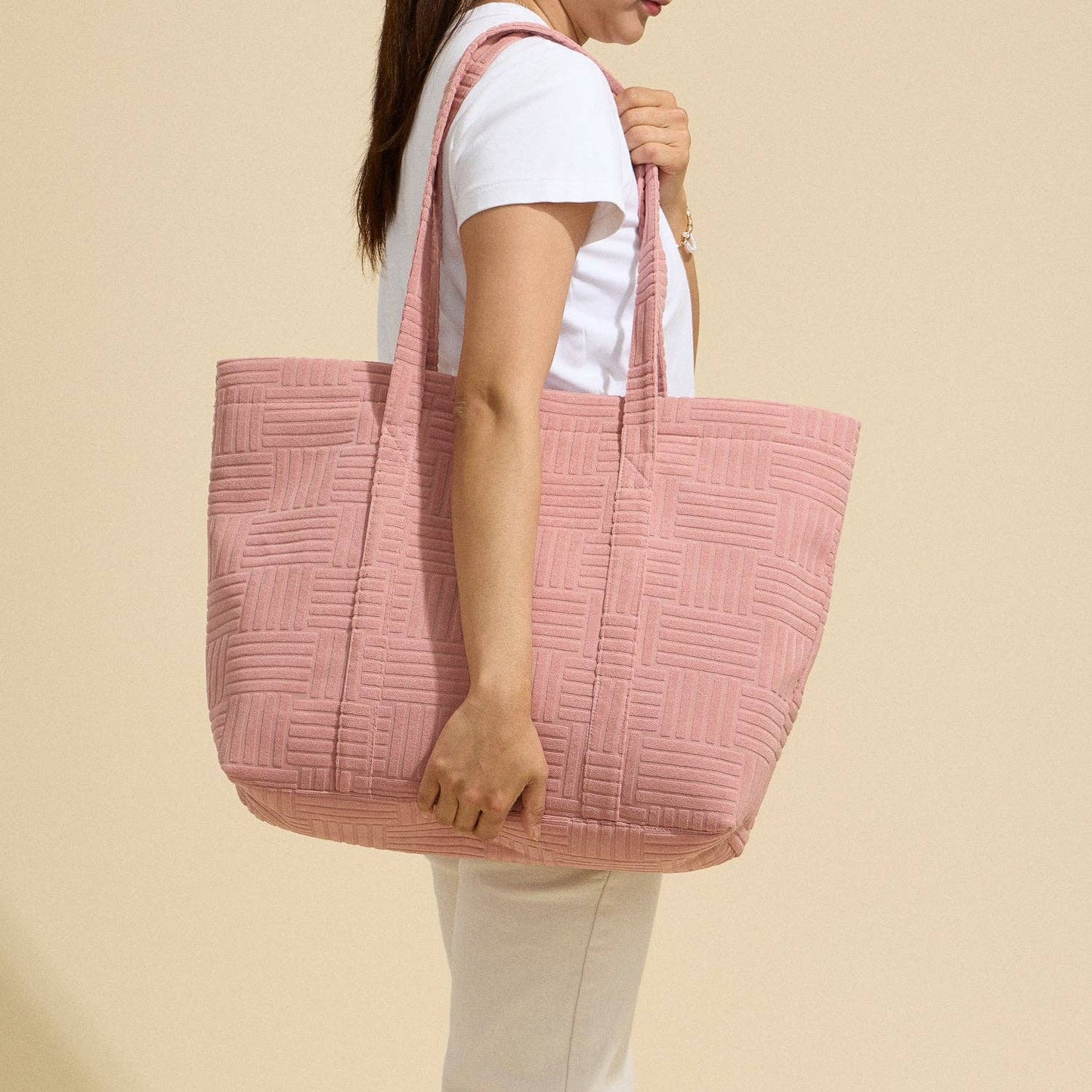 Quilted Tote Bag with Woven Texture - Purpose + Passion Boutique