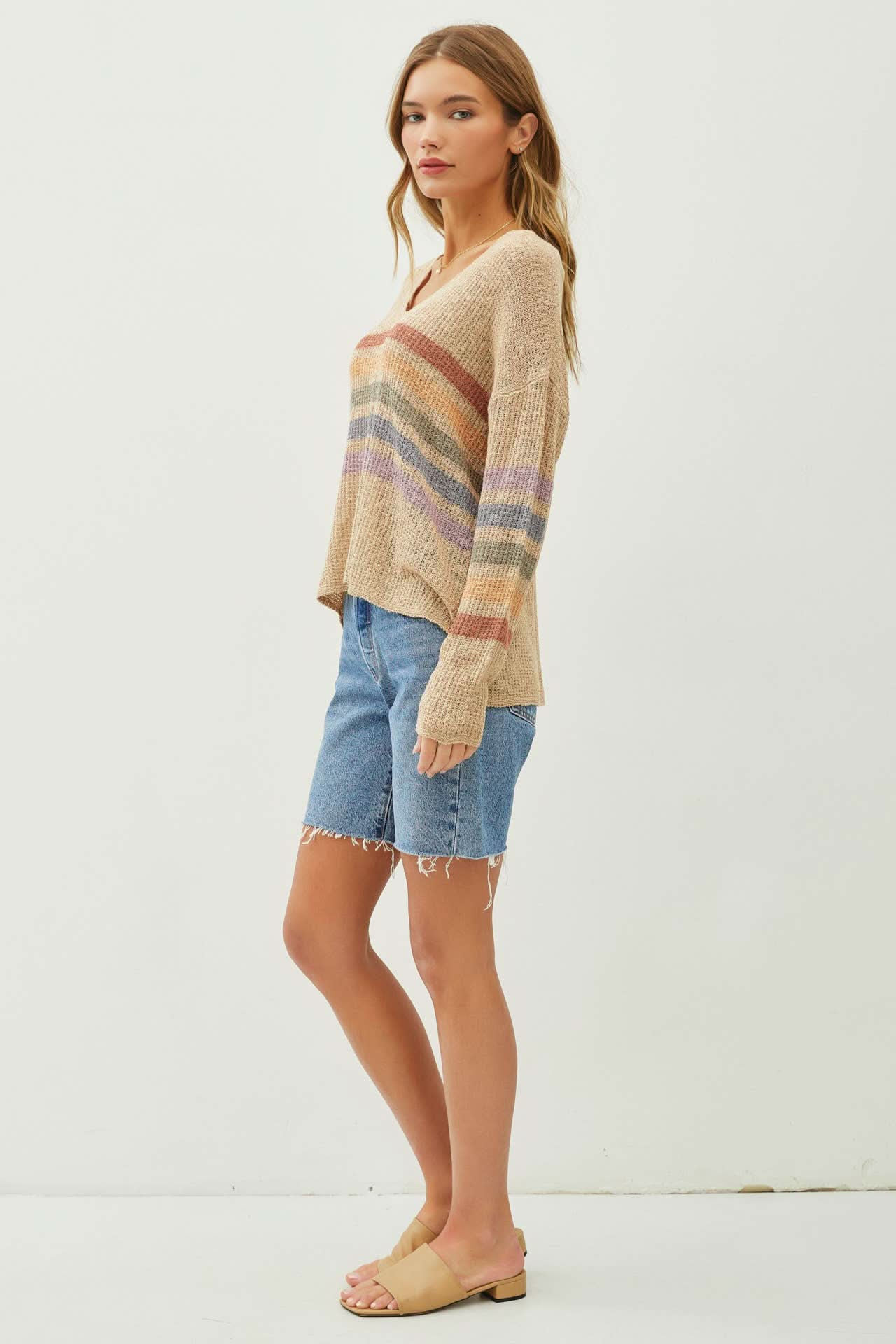 Rainbow Stripe Knit Sweater - Purpose + Passion Boutique