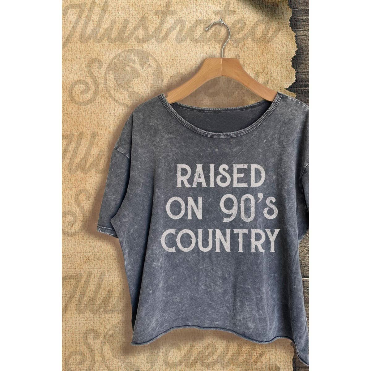 Raised on 90s Country Crop Vintage Wash Tee - Purpose + Passion Boutique