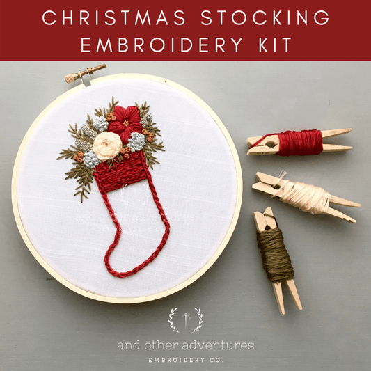 Red Christmas Stocking Embroidery Kit - Purpose + Passion Boutique
