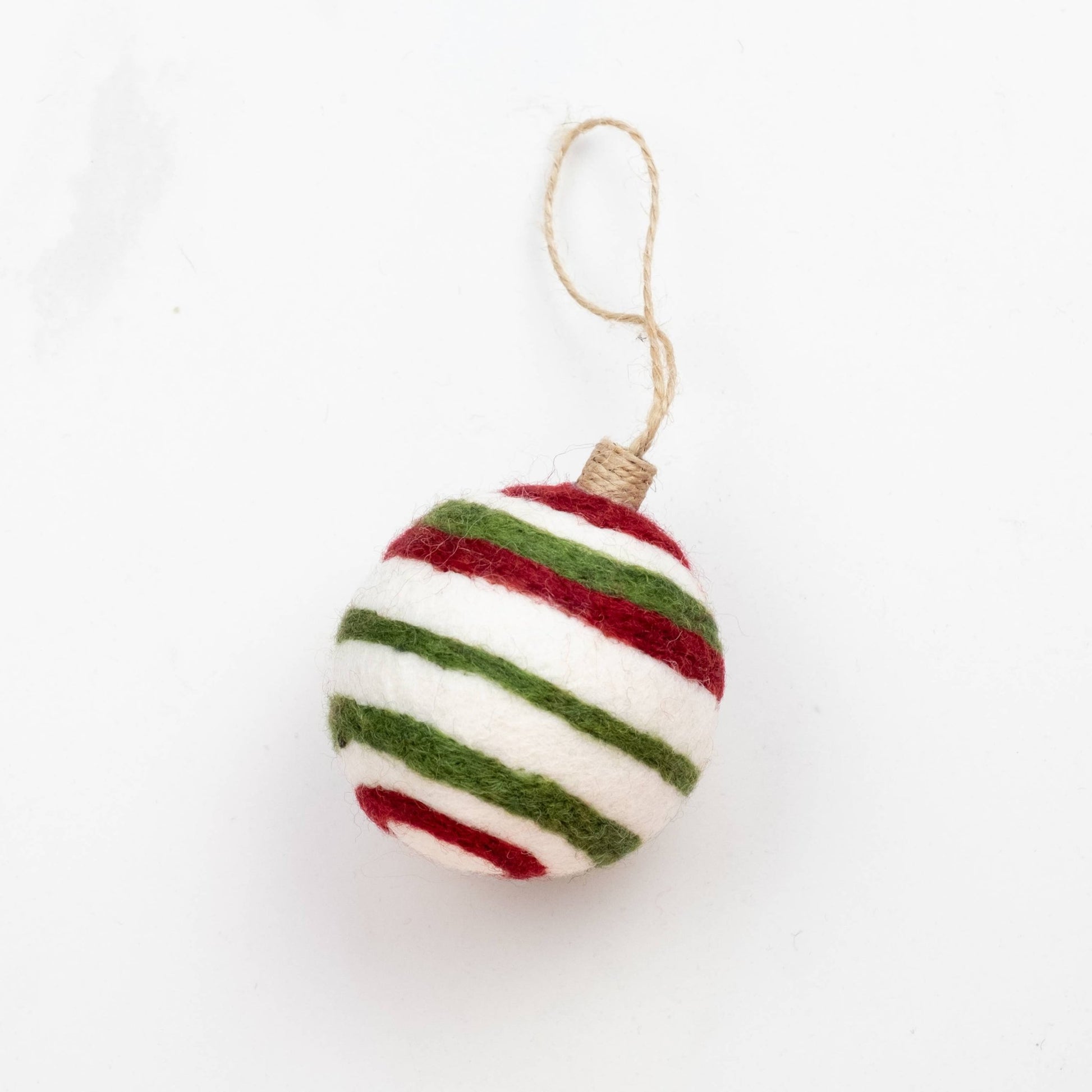 Red Felt Ball Hand Embroidered Ornament - Purpose + Passion Boutique