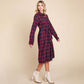 Red Long Sleeve Plaid Belted Flannel Shirt Dress - Purpose + Passion Boutique