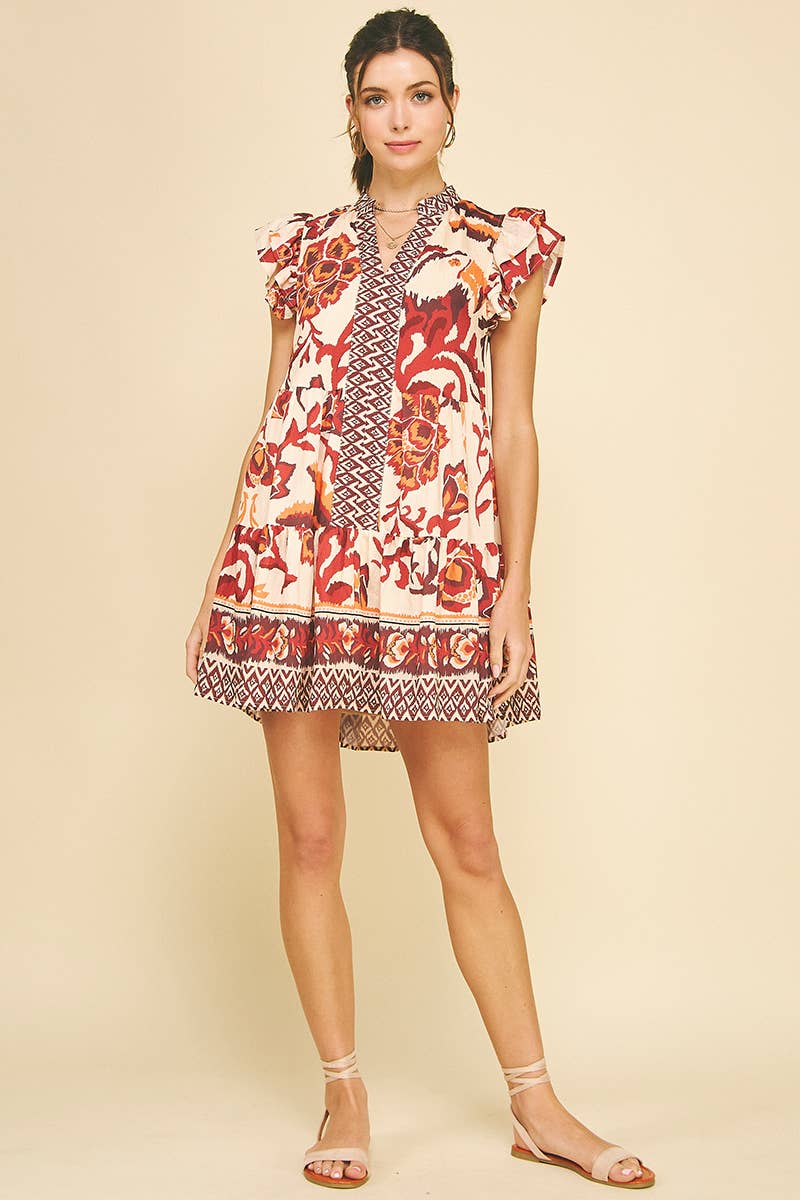 Red Multi Floral Mini Dress - Purpose + Passion Boutique