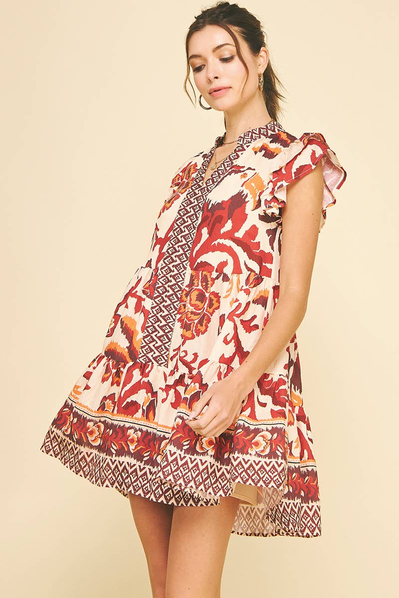 Red Multi Floral Mini Dress - Purpose + Passion Boutique