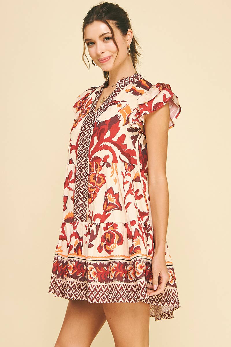 Red Multi Floral Mini Dress - Purpose + Passion Boutique