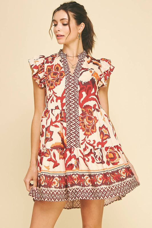 Red Multi Floral Mini Dress - Purpose + Passion Boutique