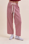 Red + Off White Stripe Wide Leg Pants - Purpose + Passion Boutique
